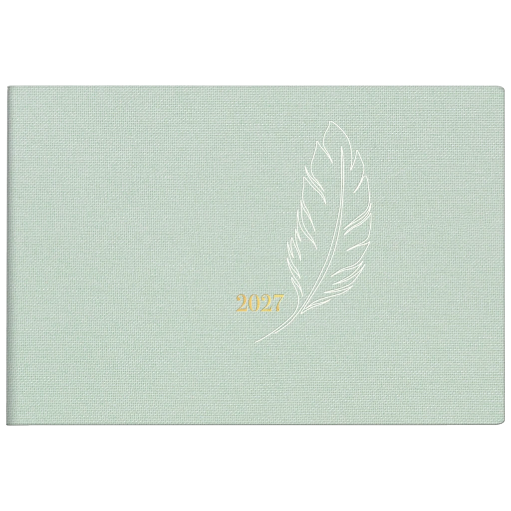 Taschenkalender Design Line Mod. Septimus 2027 „Feather“ | A6 quer, Textil