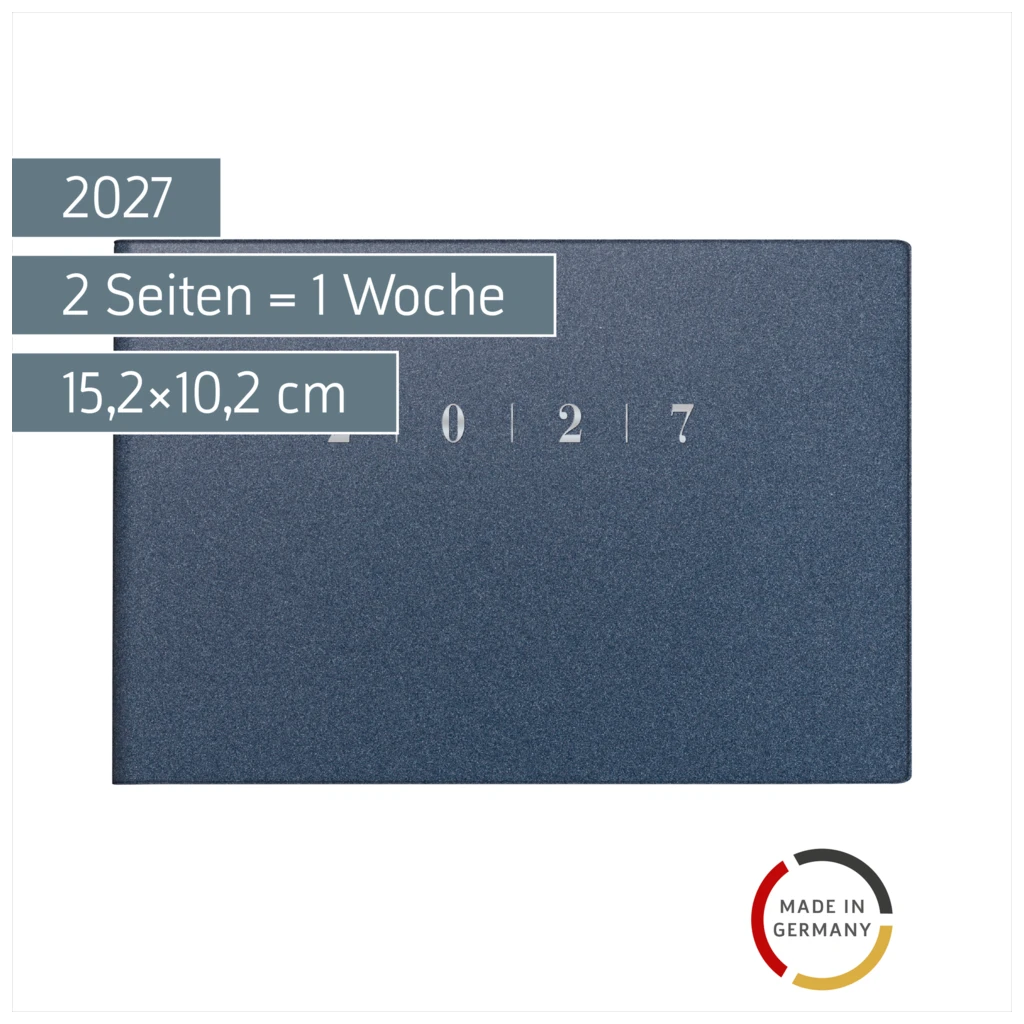 Taschenkalender Mod. Septimus 2027 | A6 quer, Kunststoff, blau