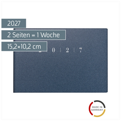 Taschenkalender Mod. Septimus 2027 | A6 quer, Kunststoff, blau