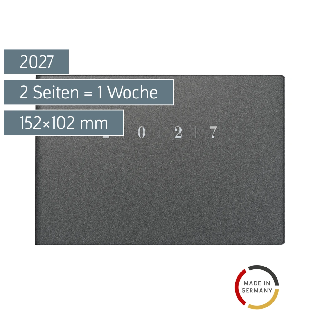 Taschenkalender Mod. Septimus 2027 | A6 quer, Kunststoff, grau