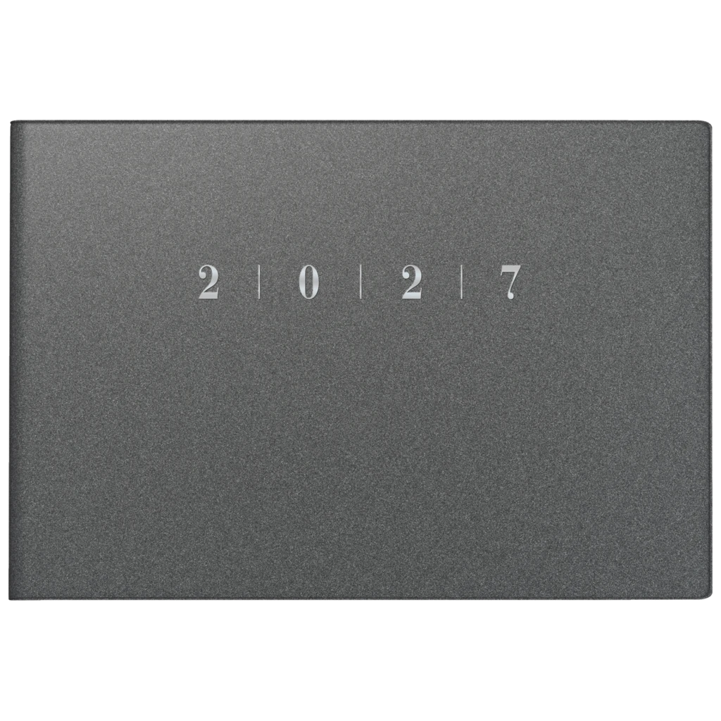 Taschenkalender Mod. Septimus 2027 | A6 quer, Kunststoff, grau