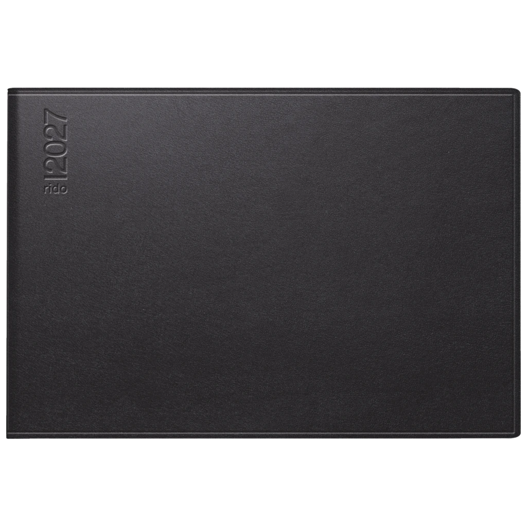 Taschenkalender Mod. Septimus 2027 | A6 quer, Kunstleder, schwarz