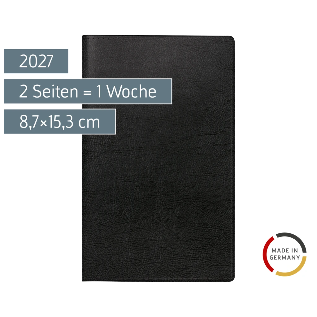 Taschenkalender Mod. Taschenplaner int. 2027 | A6, Kunstleder, schwarz