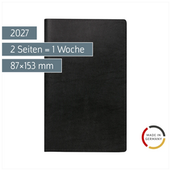 Taschenkalender Mod. Taschenplaner int. 2027 | A6, Kunstleder, schwarz