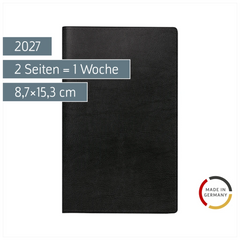 Taschenkalender Mod. Taschenplaner int. 2027 | A6, Kunstleder, schwarz