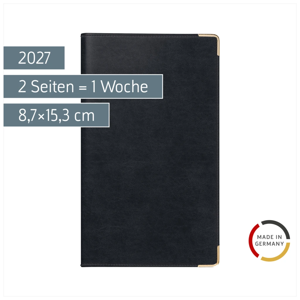 Taschenkalender Mod. Taschenplaner int. 2027 | A6, Kunstleder, schwarz