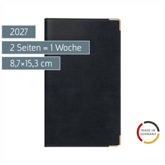 Taschenkalender Mod. Taschenplaner int. 2027 | A6, Kunstleder, schwarz