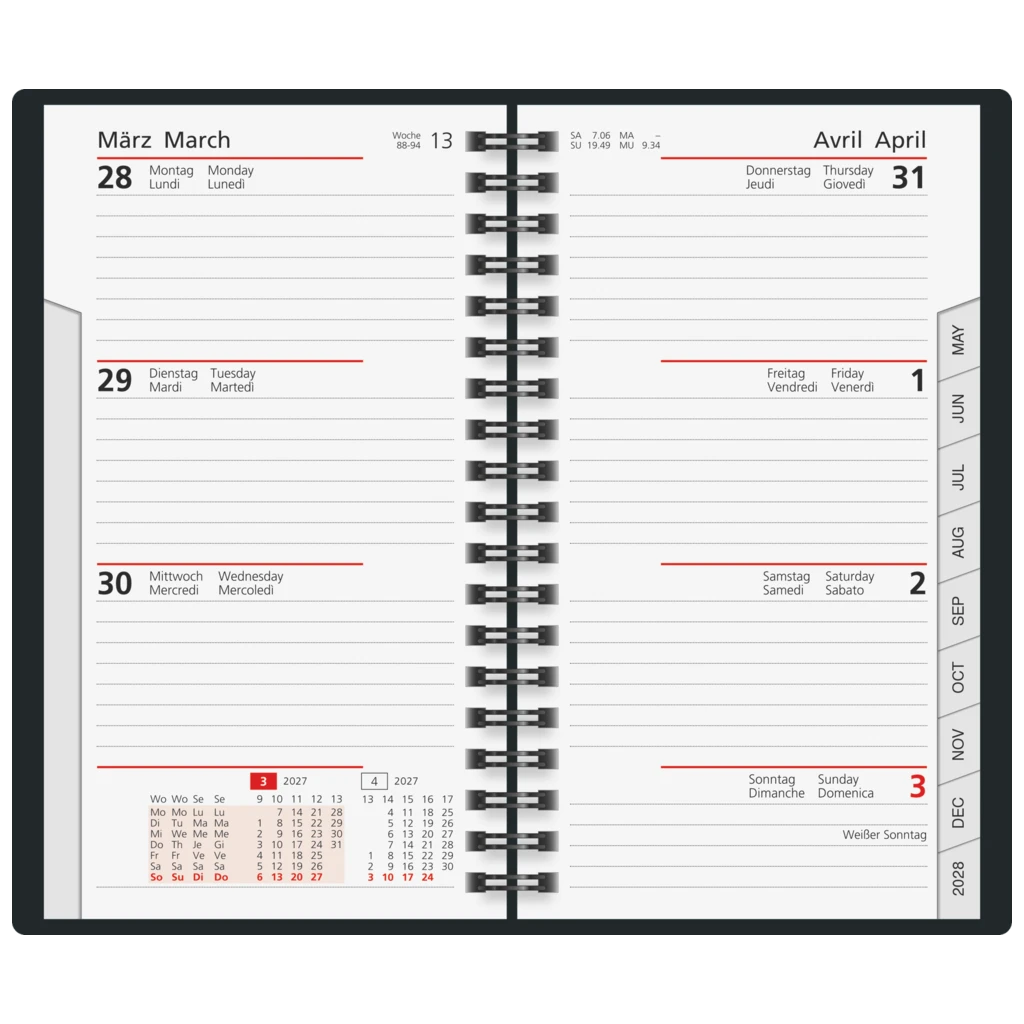 Taschenkalender Mod. Taschenplaner int. 2027 | A6, Kunstleder, schwarz