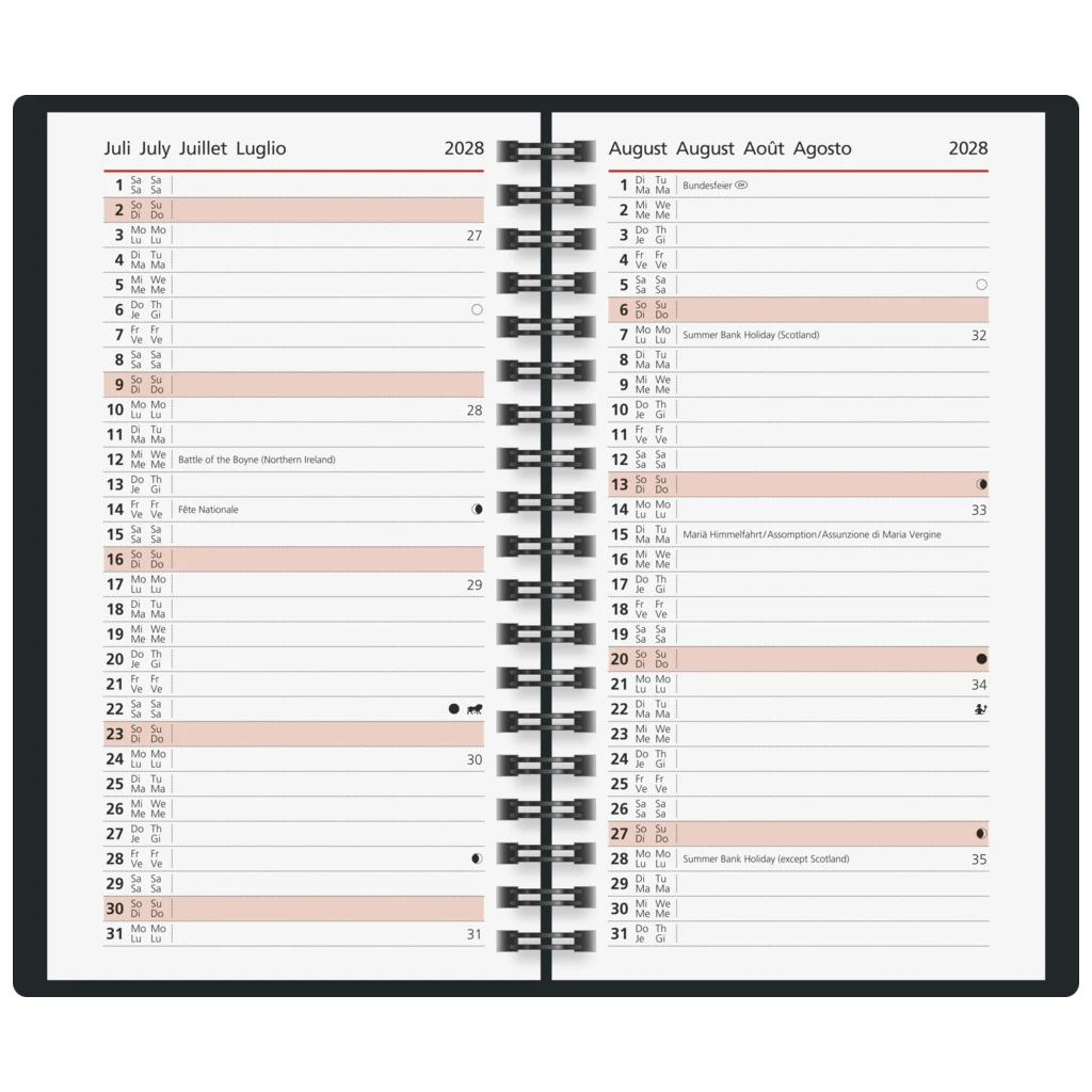 Taschenkalender Mod. Taschenplaner int. 2027 | A6, Kunstleder, schwarz