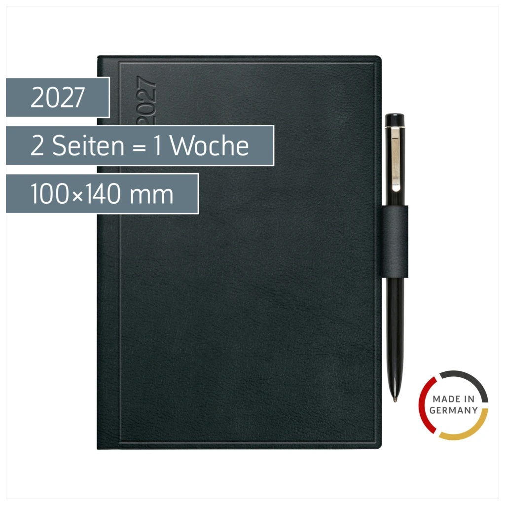 Taschenkalender Mod. perfect/Technik I 2027 | A6, Kunststoff, schwarz