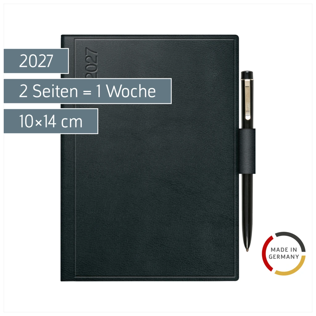Taschenkalender Mod. perfect/Technik I 2027 | A6, Kunststoff, schwarz