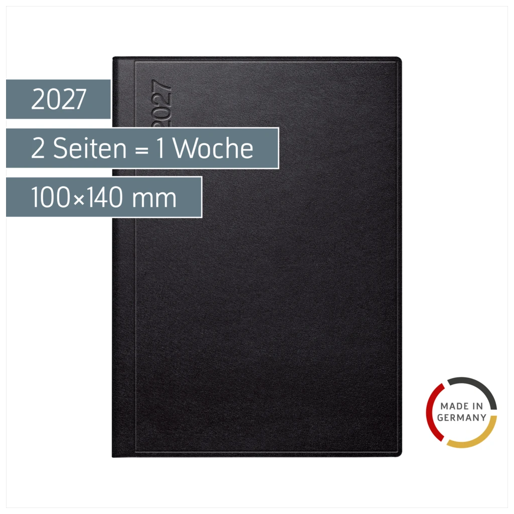 Taschenkalender Mod. perfect/Technik I 2027 | A6, Kunstleder, schwarz