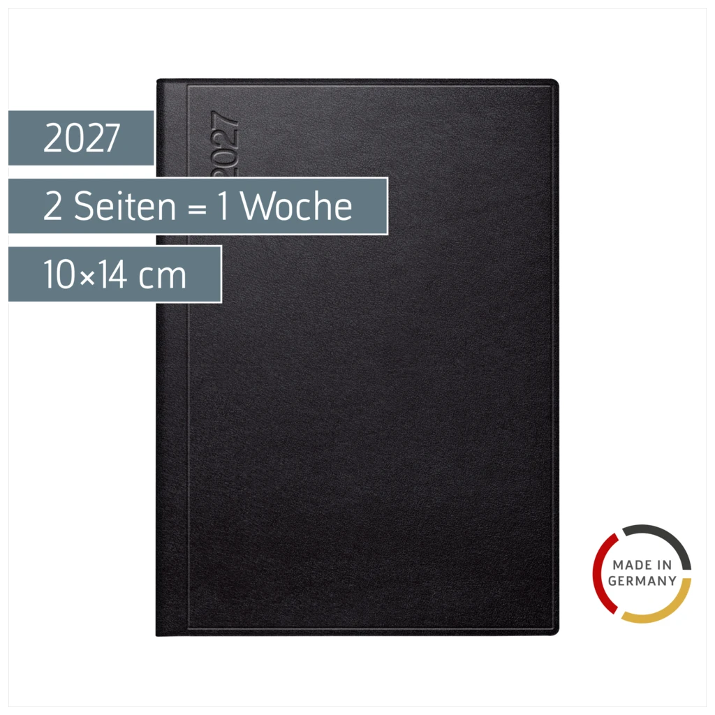 Taschenkalender Mod. perfect/Technik I 2027 | A6, Kunstleder, schwarz