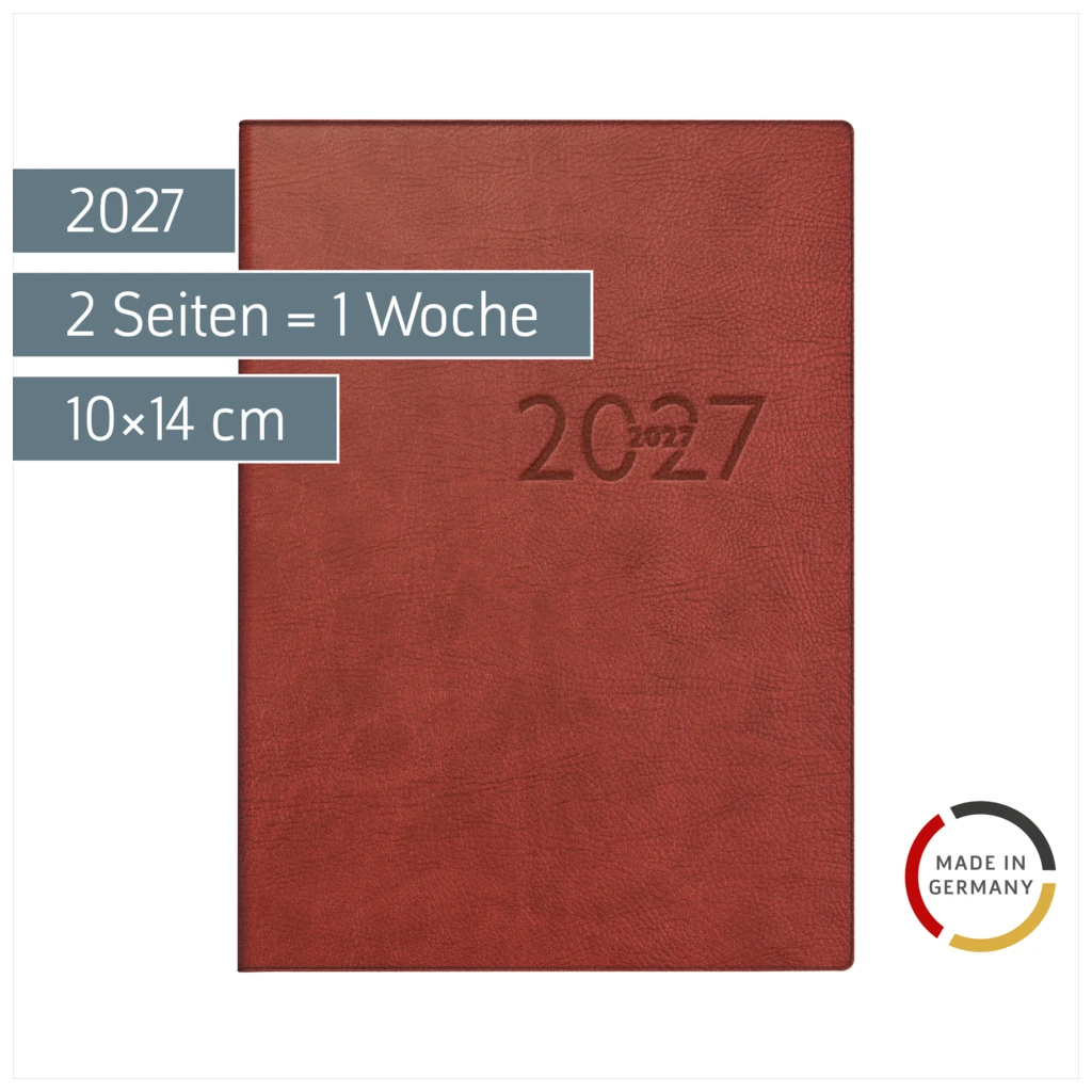 Taschenkalender Mod. perfect/Technik I 2027 | A6, Kunstleder, bordeaux