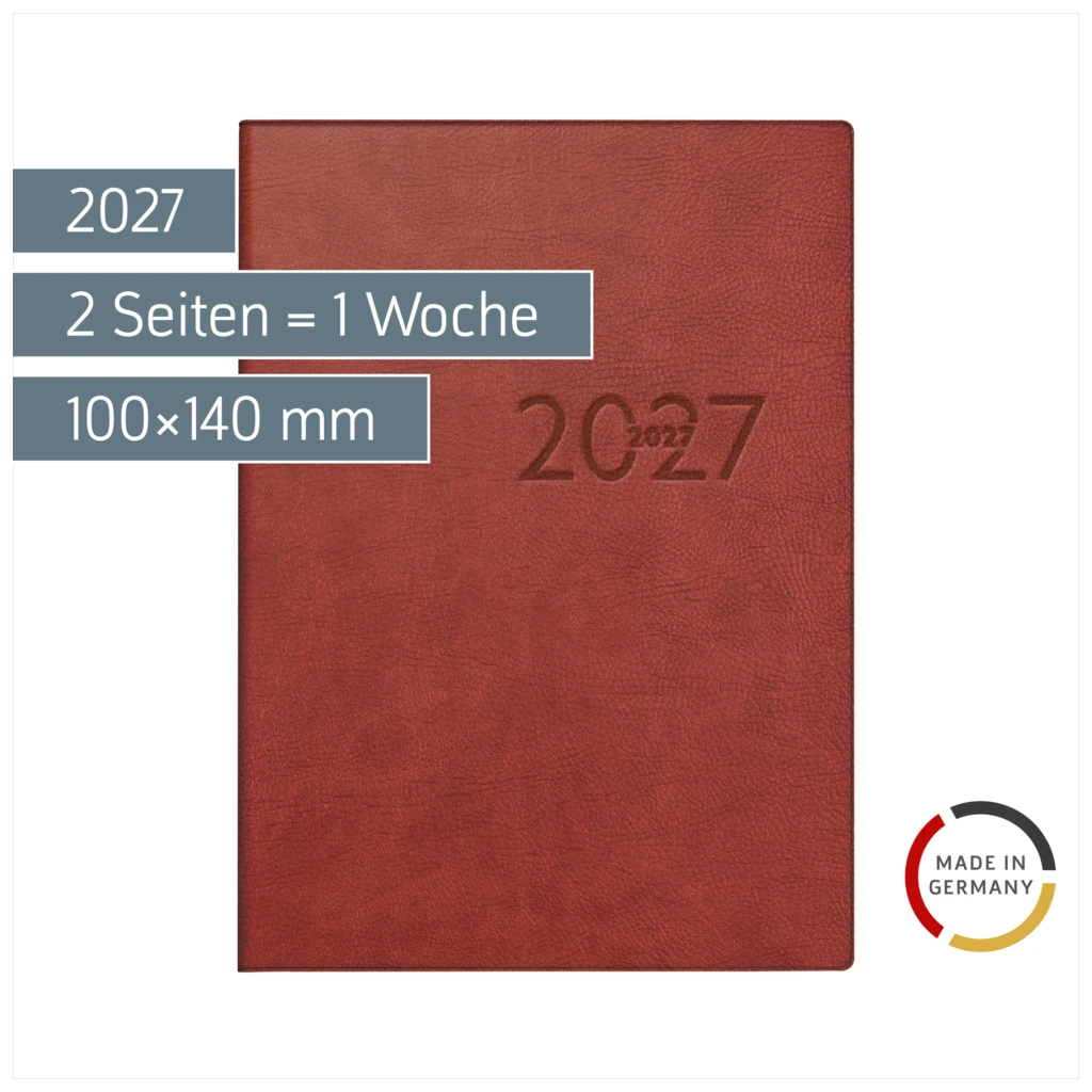 Taschenkalender Mod. perfect/Technik I 2027 | A6, Kunstleder, bordeaux