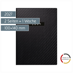 Taschenkalender Mod. perfect/Technik I 2027 „Carbon“ | A6, Kunstleder
