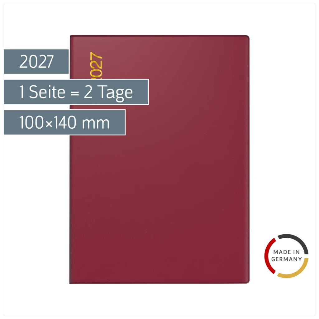 Taschenkalender Mod. Technik II 2027 | A6, Kunststoff, bordeaux