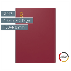 Taschenkalender Mod. Technik II 2027 | A6, Kunststoff, bordeaux