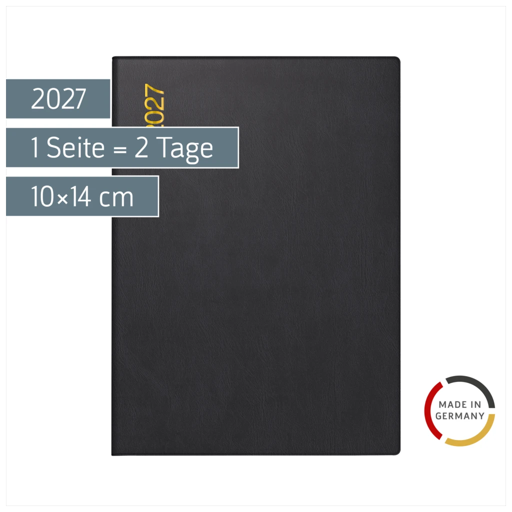 Taschenkalender Mod. Technik II 2027 | A6, Kunststoff, schwarz