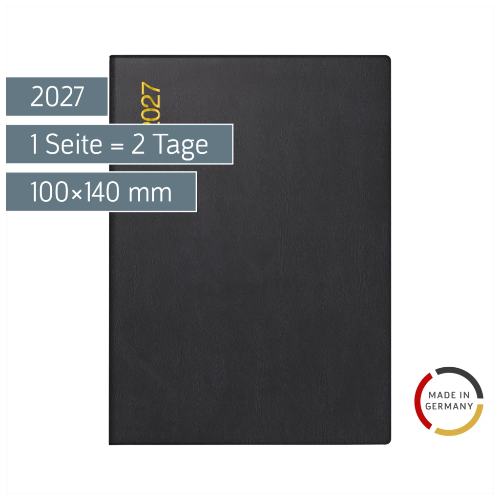 Taschenkalender Mod. Technik II 2027 | A6, Kunststoff, schwarz