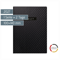 Taschenkalender Mod. Technik II 2027 „Carbon“ | A6, Kunstleder
