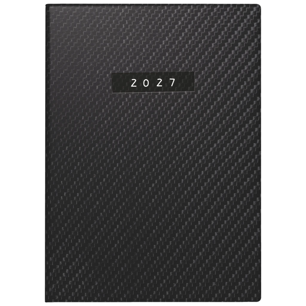 Taschenkalender Mod. Technik II 2027 „Carbon“ | A6, Kunstleder