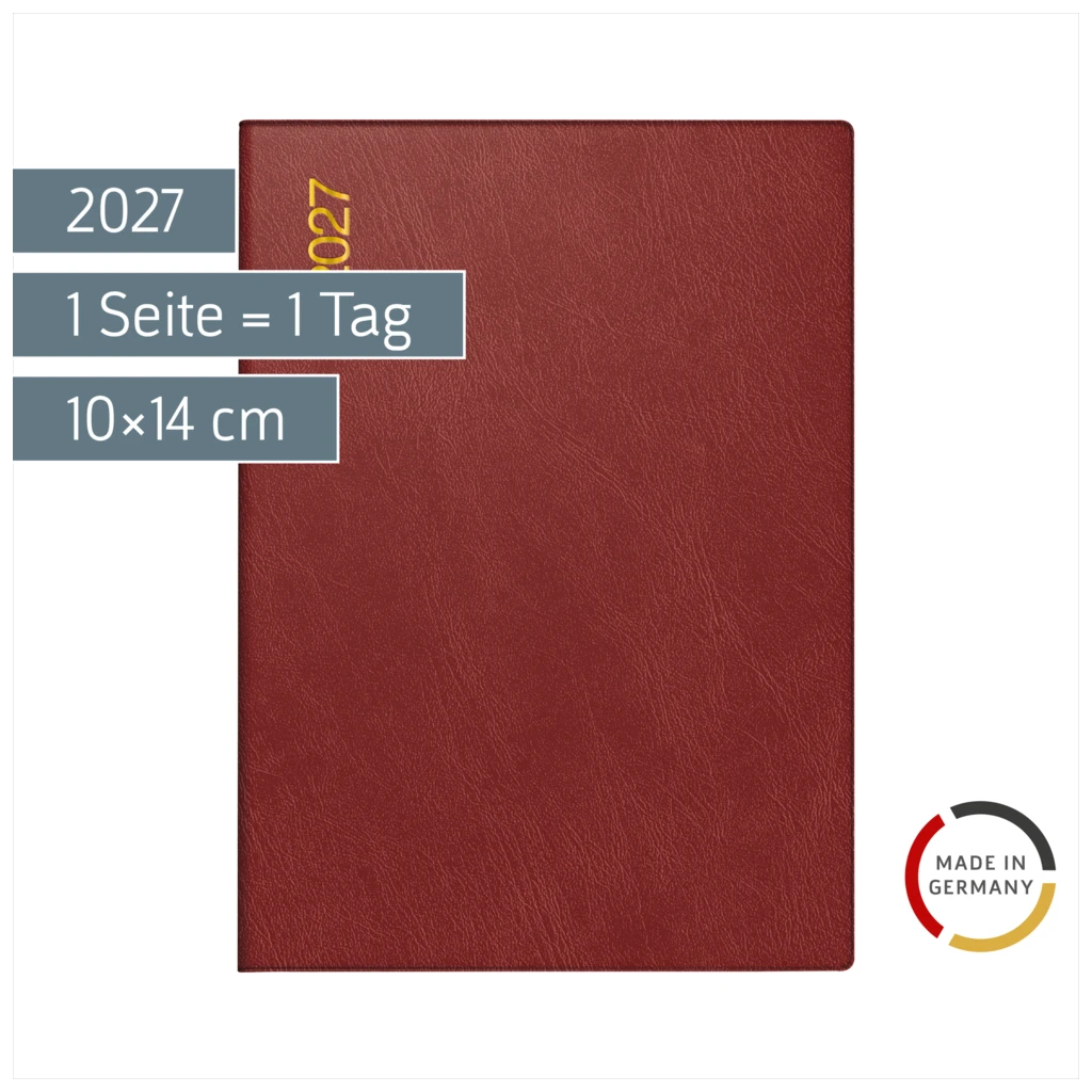 Taschenkalender Mod. Technik III 2027 | A6, Kunststoff, bordeaux