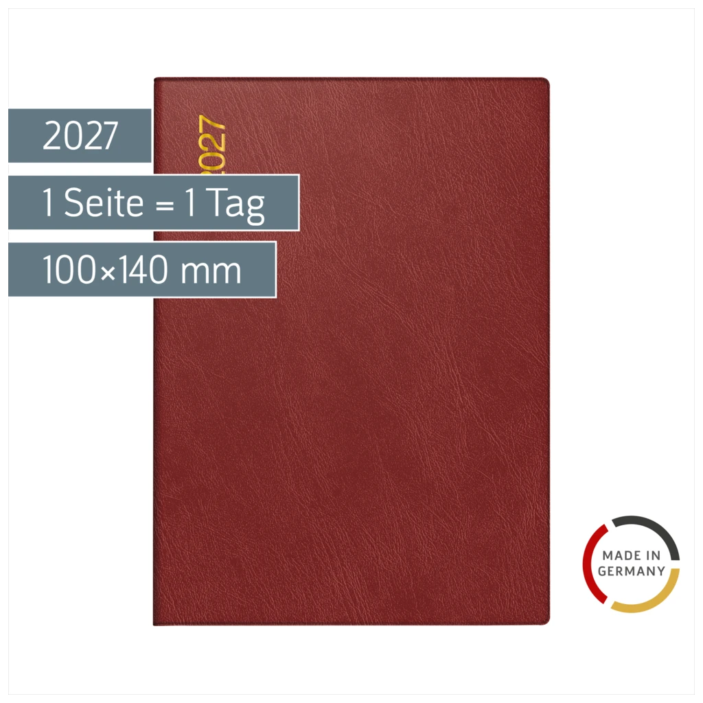 Taschenkalender Mod. Technik III 2027 | A6, Kunststoff, bordeaux
