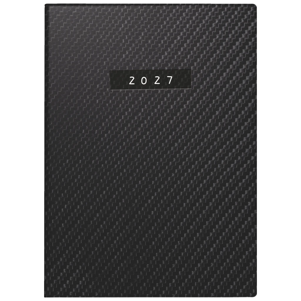 Taschenkalender Mod. Technik III 2027 „Carbon“ | A6, Kunstleder