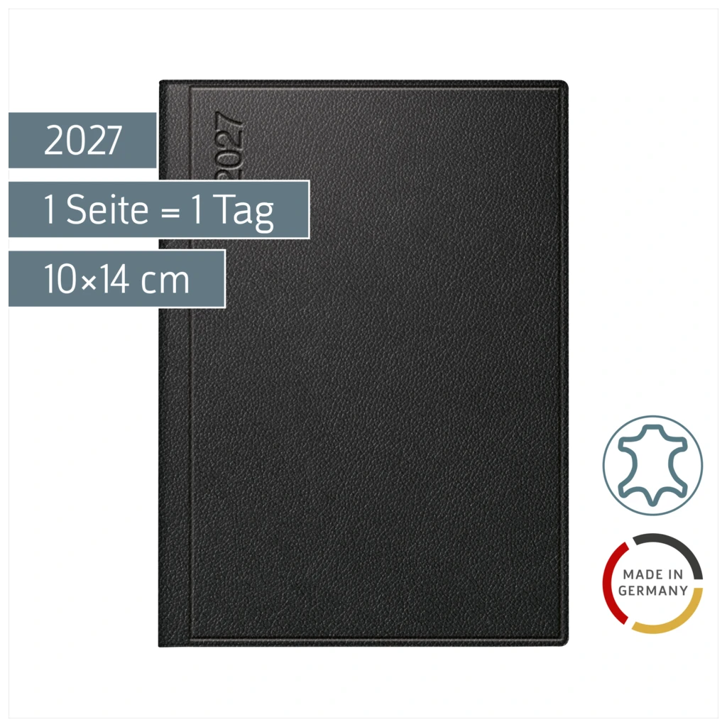 Taschenkalender Mod. Technik III 2027 | A6, Leder, schwarz
