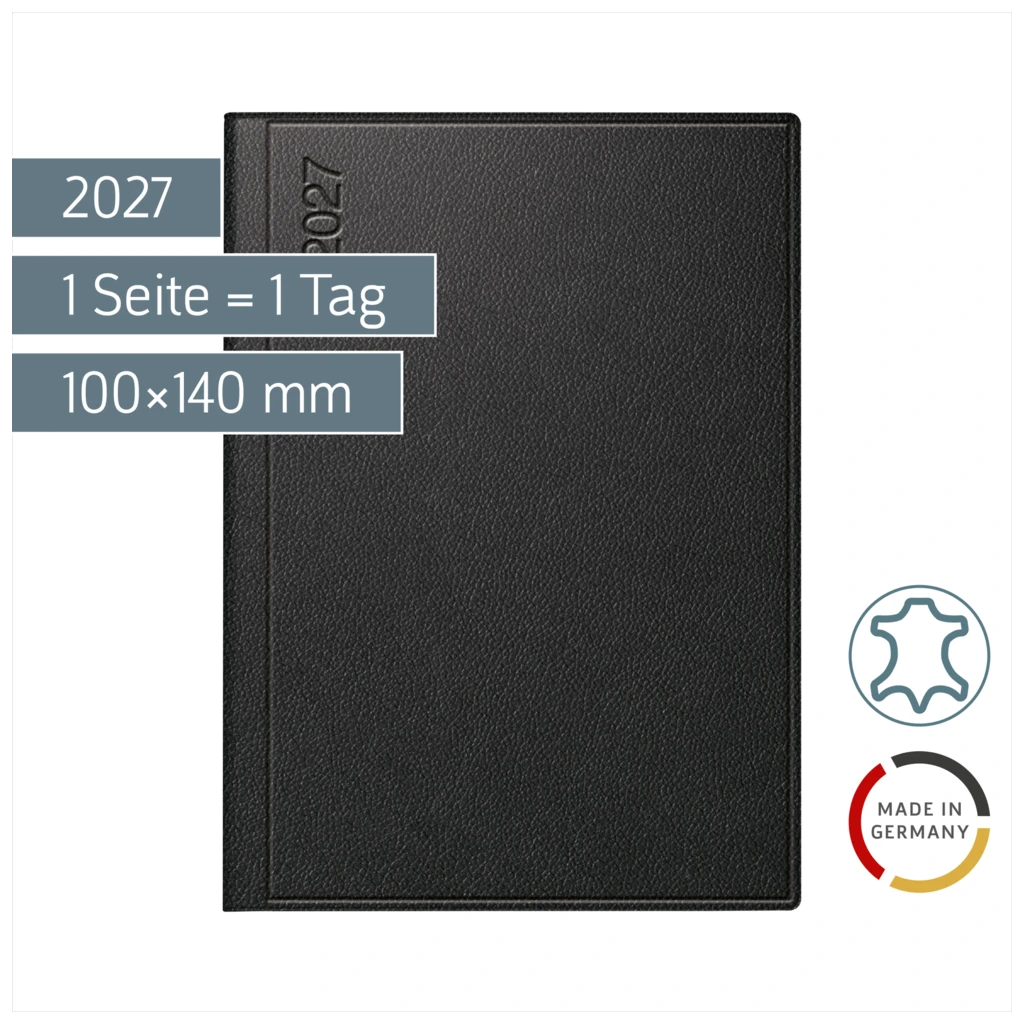 Taschenkalender Mod. Technik III 2027 | A6, Leder, schwarz