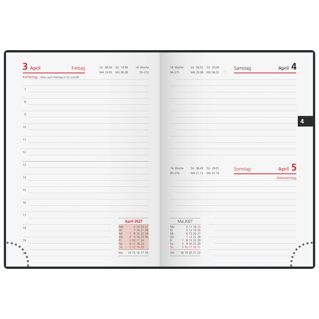 Taschenkalender Mod. Technik III 2027 | A6, Leder, schwarz