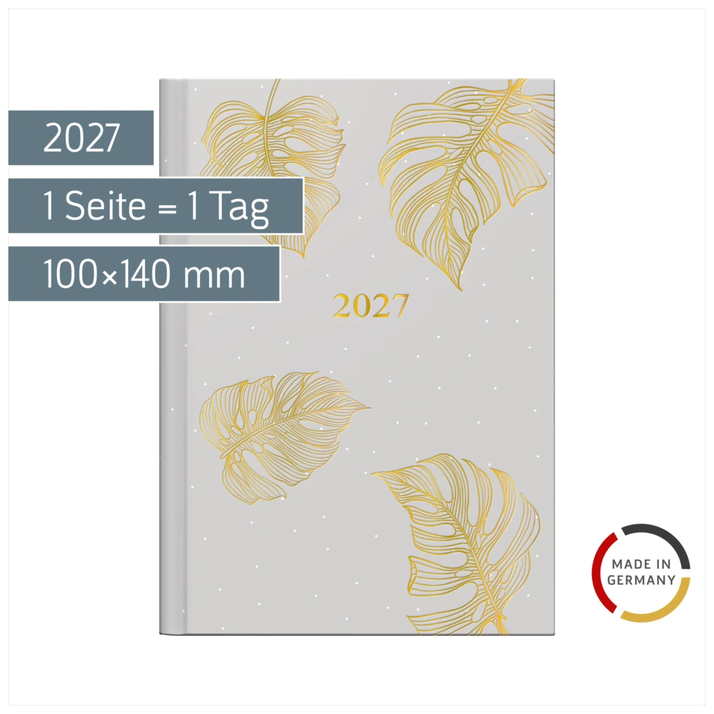 Taschenkalender Design Line Mod. Technik III 2027 „Monstera“ | A6, Papier