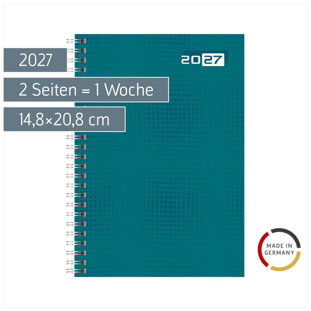 Buchkalender Colour Line Mod. futura 2 2027 | A5, Papier, petrol
