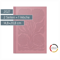 Buchkalender Design Line Mod. futura 2 2027 „Rosie“ | A5, Kunstleder