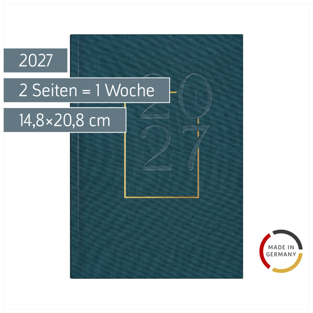 Buchkalender Design Line Mod. futura 2 2027 „Denim“ | A5, Textil