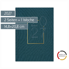 Buchkalender Design Line Mod. futura 2 2027 „Denim“ | A5, Textil