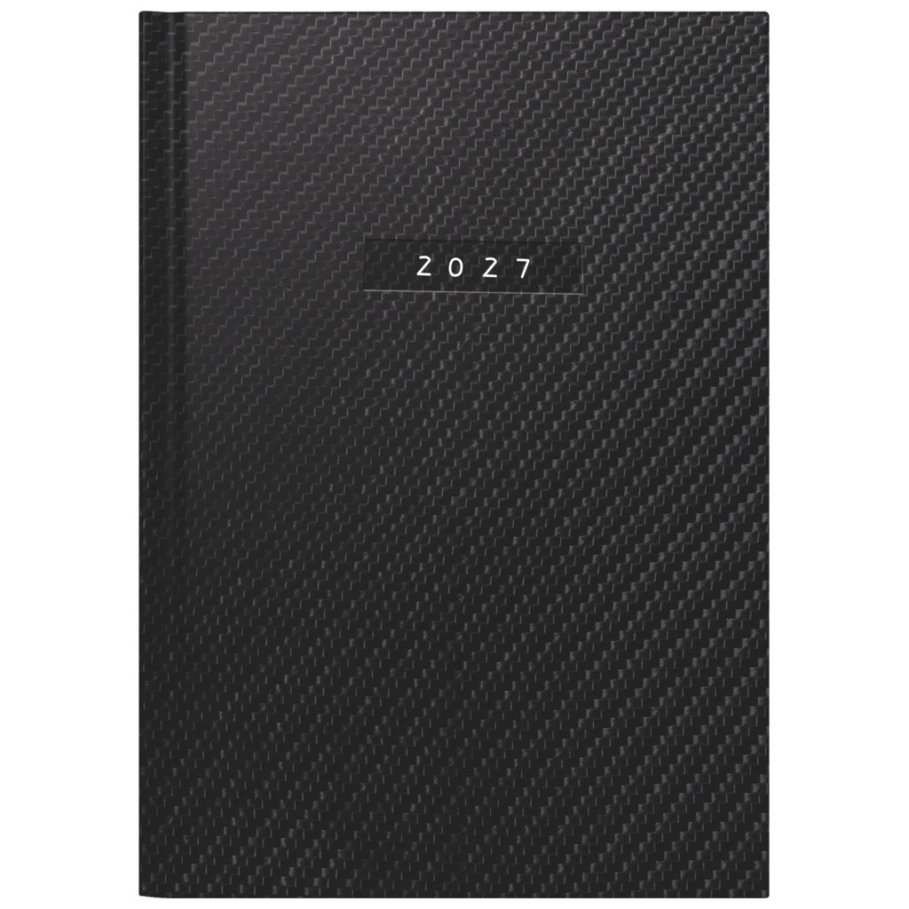 Buchkalender Mod. futura 2 2027 „Carbon“ | A5, Kunstleder
