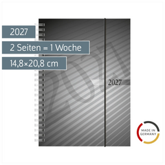 Buchkalender Mod. futura 2 2027 | A5, Kunststoff, anthrazit