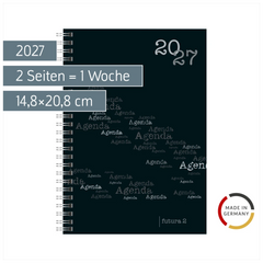 Buchkalender Mod. futura 2 2027 | A5, Kunststoff, schwarz