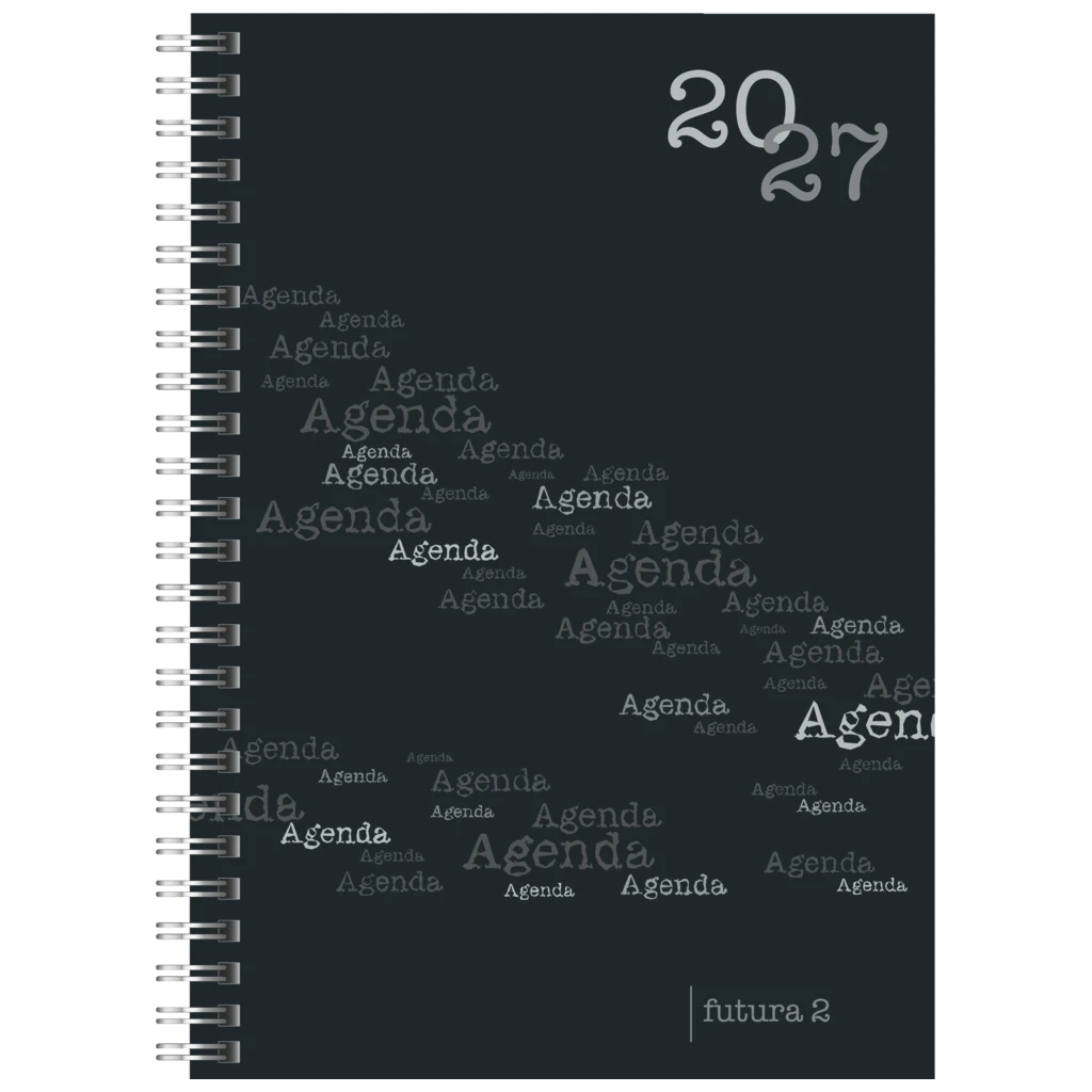 Buchkalender Mod. futura 2 2027 | A5, Kunststoff, schwarz