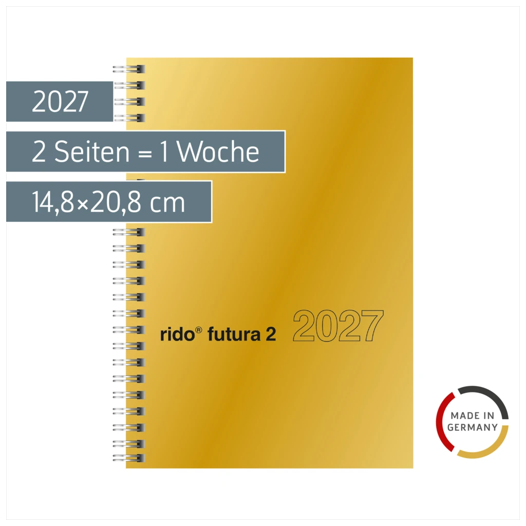 Buchkalender Mod. futura 2 2027 | A5, Karton, gold