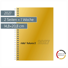 Buchkalender Mod. futura 2 2027 | A5, Karton, gold