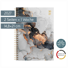 Buchkalender Premium Young Line 2027 „Marble“ | A5, Papier