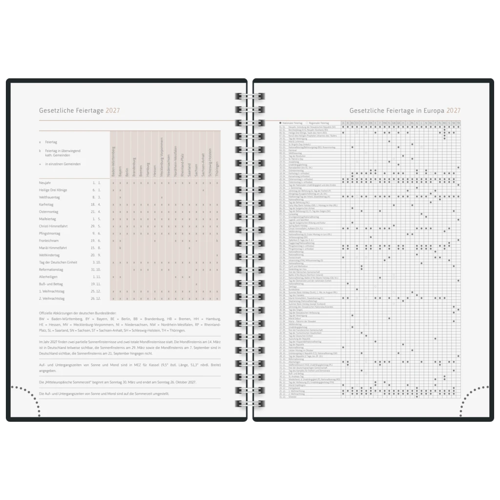 Buchkalender Premium Young Line 2027 „Marble“ | A5, Papier