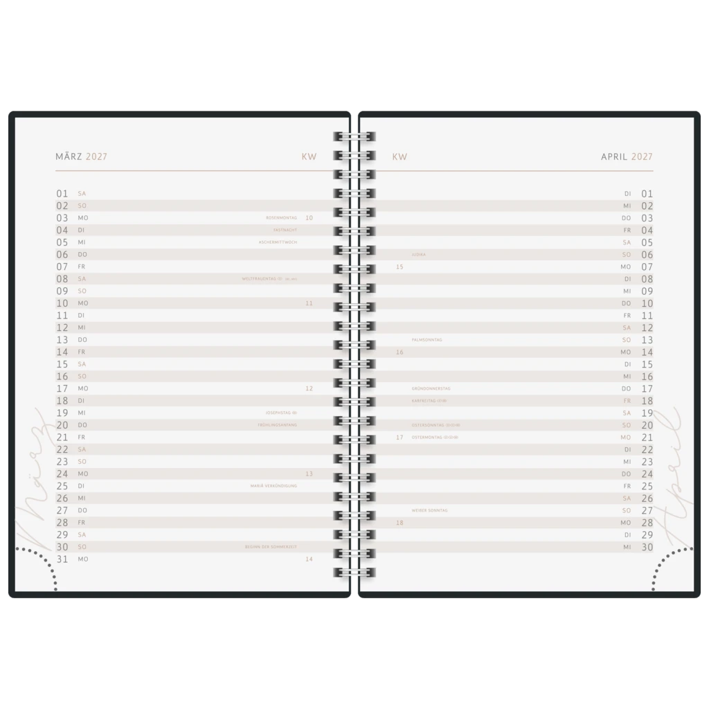 Buchkalender Premium Young Line 2027 „Marble“ | A5, Papier