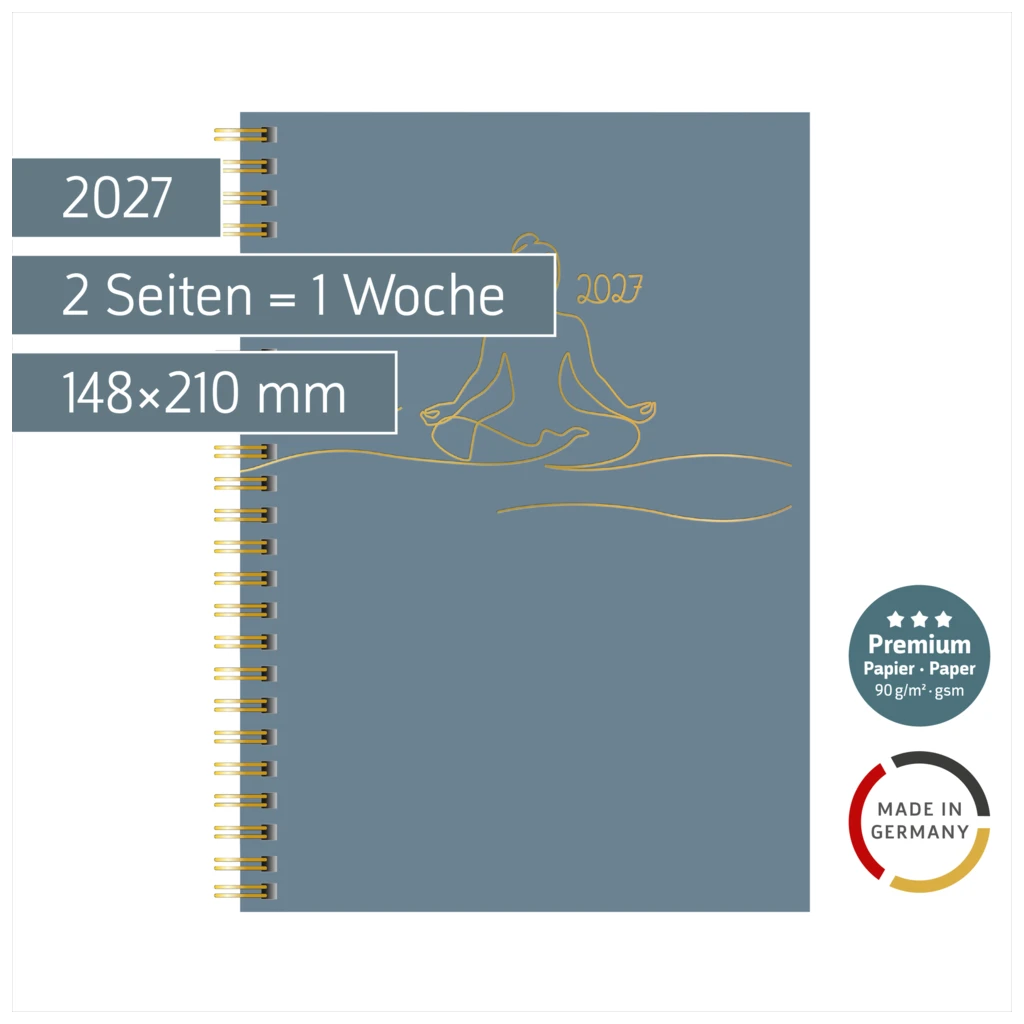 Buchkalender Premium Young Line 2027 „Yoga“ | A5, Papier