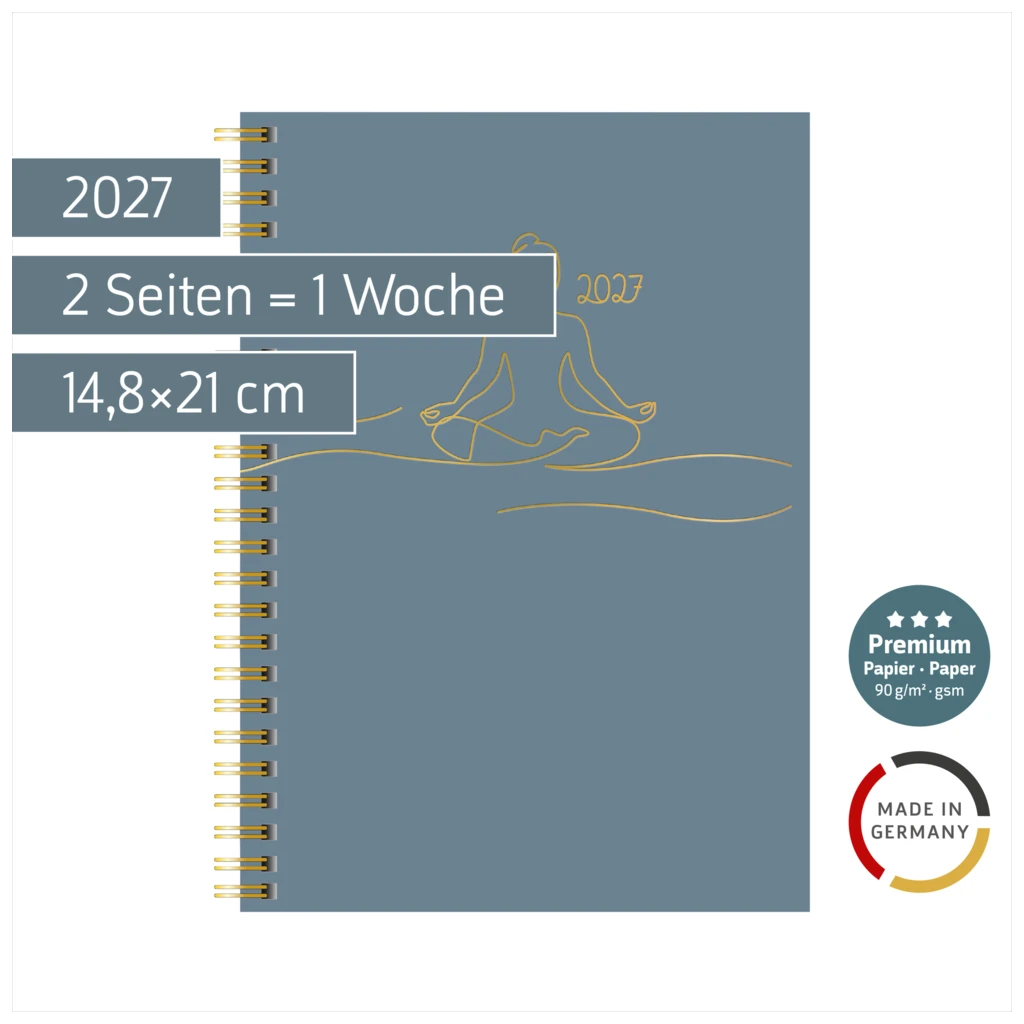 Buchkalender Premium Young Line 2027 „Yoga“ | A5, Papier