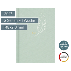 Buchkalender Premium Young Line 2027 „Feather“ | A5, Textil
