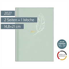 Buchkalender Premium Young Line 2027 „Feather“ | A5, Textil